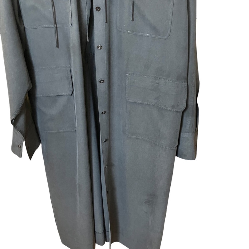 BABATON Aritzia Silk Black Belted Button Lightweight Travel Shirt Dress Sz L - Picture 9 of 13